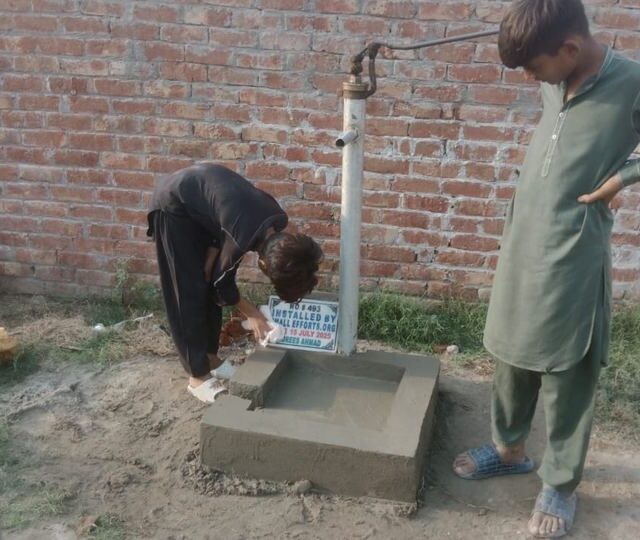 Drawing water from a newly installed pump